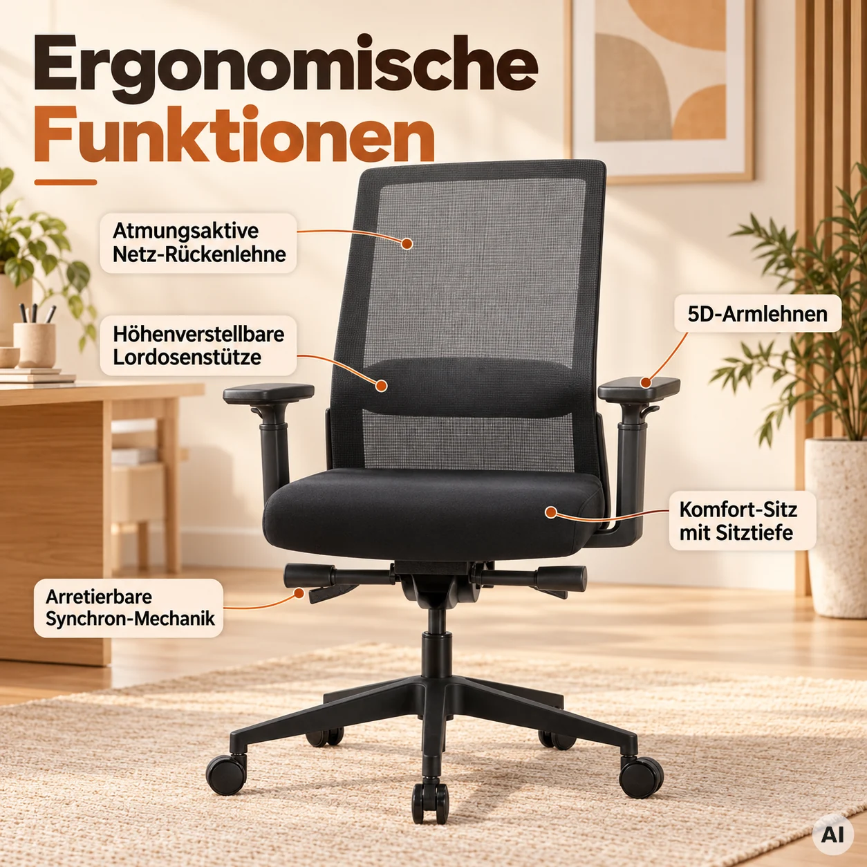 Tivoli - Ergonomischer Netz-Schreibtischstuhl